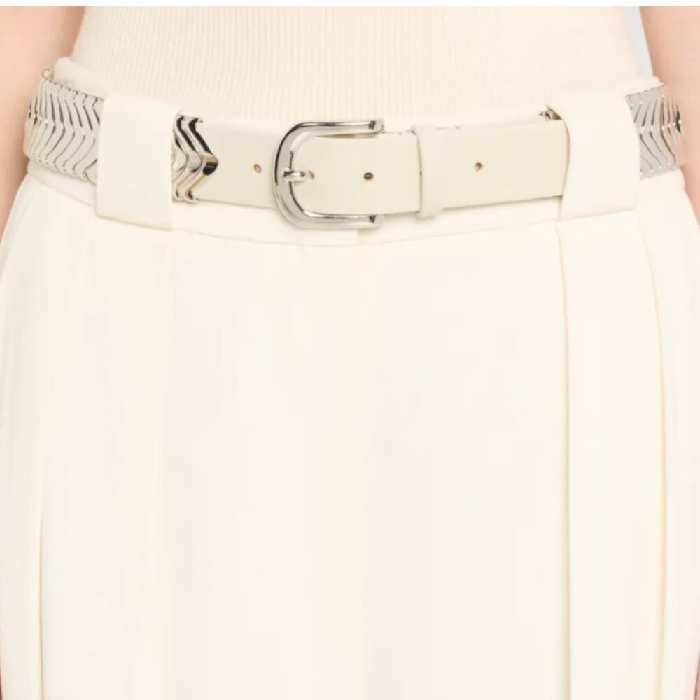 Isabel Marant Tehora Leather Studded Belt, Chalk/Silver 80 (M/32) - Picture 15 of 16
